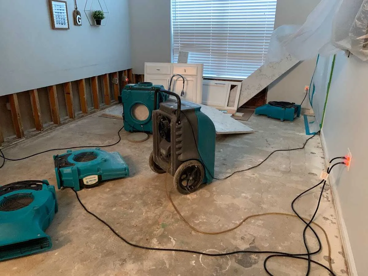 Dehumidifier in flood-cut room for Water Damage Restoration in Rapid Valley